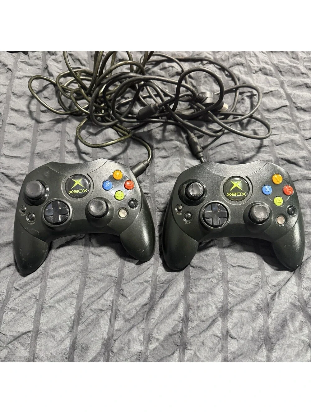 Lot Of 2 Original Xbox OEM S Type Black Controller X08-69873